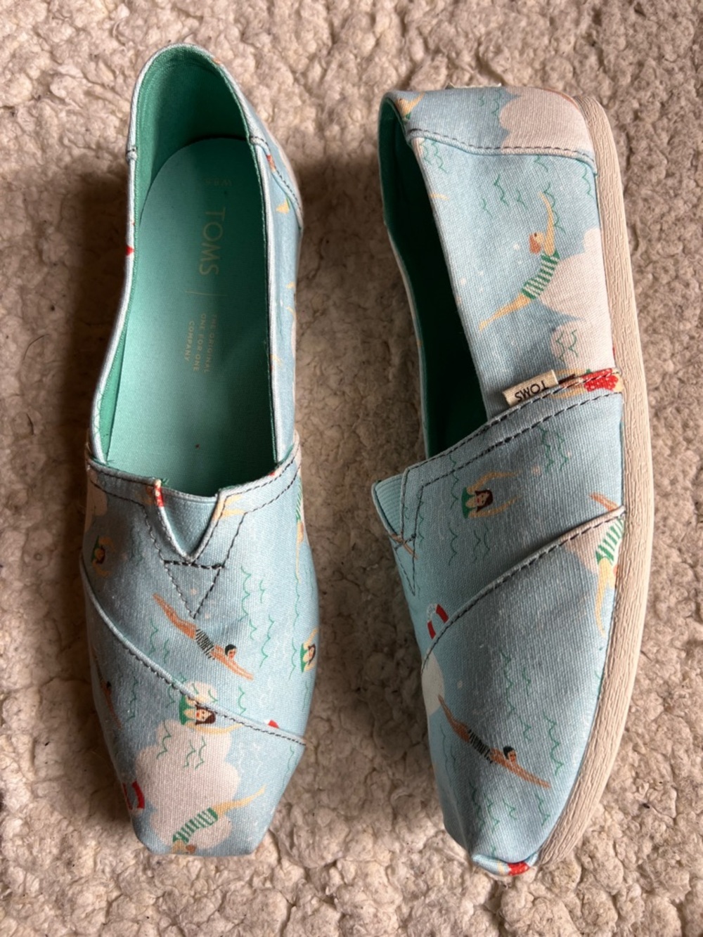 TOMS Blue Glow Swimmers Alpargata Slip On Canvas Shoes Women's 8.5 - Picture 1 of 13